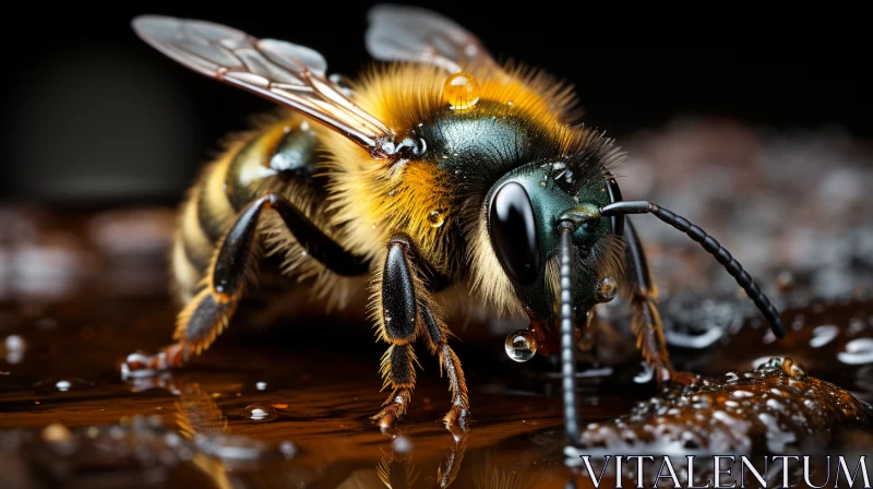 Intricate Bee Portrait in Dark Emerald and Amber AI Image