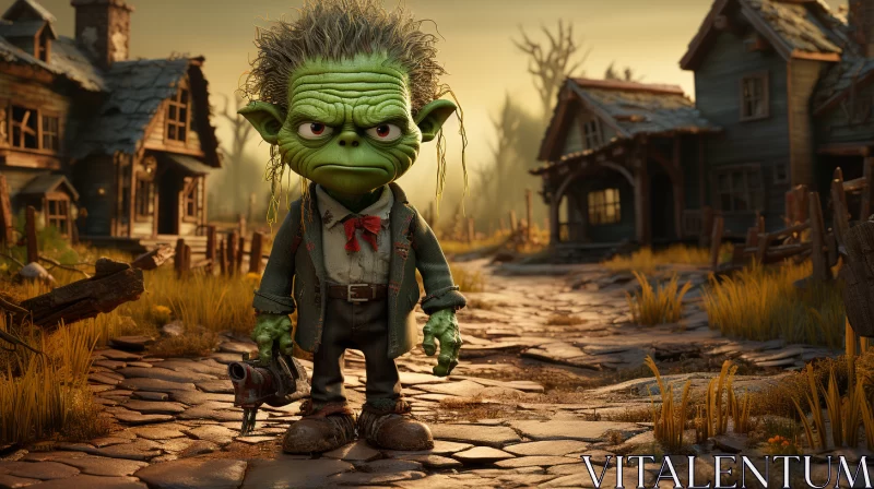 AI ART Charming Goblin Character in a Desert Town - Caricature Style