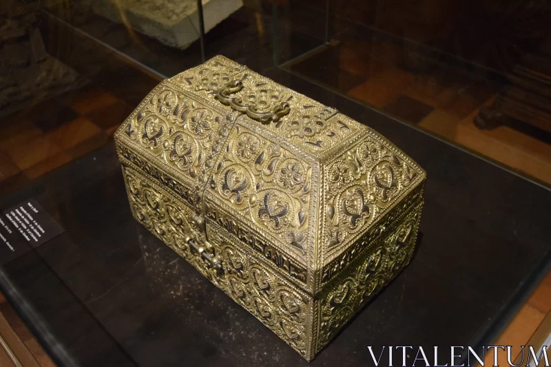 Museum Exhibit: Medieval Gold Chest Free Stock Photo