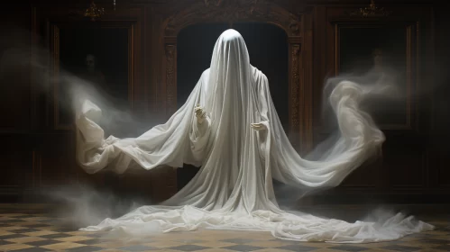 Ghostly Figure in White - Fantasy Art AI Image