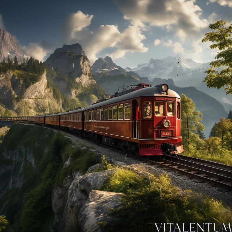 Fantasy Train Journey: Nature-Inspired Art Nouveau AI Image