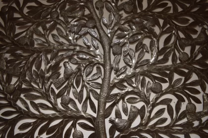 Intricate Metal Tree Wall Art with Naturalistic Bird Portraits