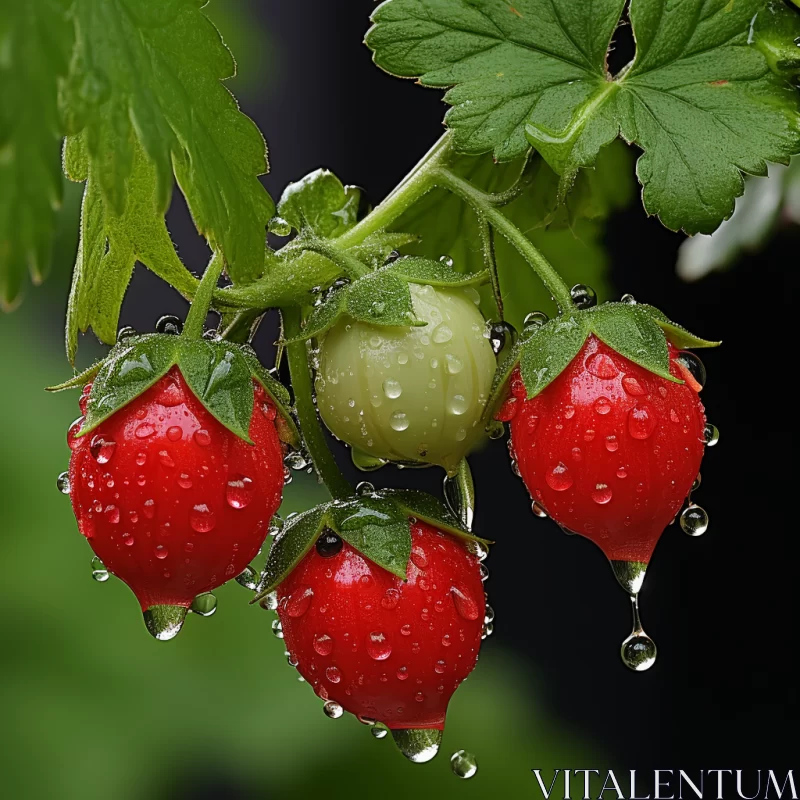 Fresh Strawberries with Water Droplets - A Natural Delight AI Image