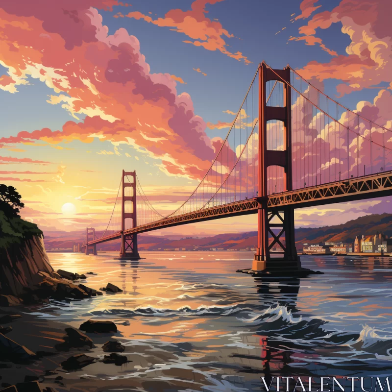 AI ART Golden Gate Bridge Painting in Vibrant Realism