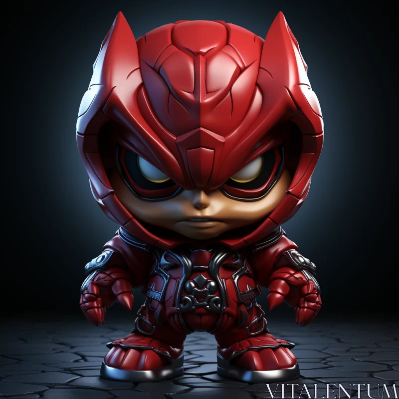 Red Avenger Toy in Cartoonish Style with Wildlife Backdrop AI Image