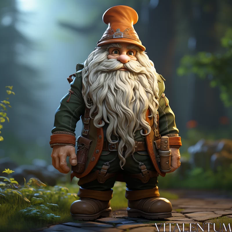 AI ART Whimsical Gnome Journey in Forest - Detailed Photorealistic Image