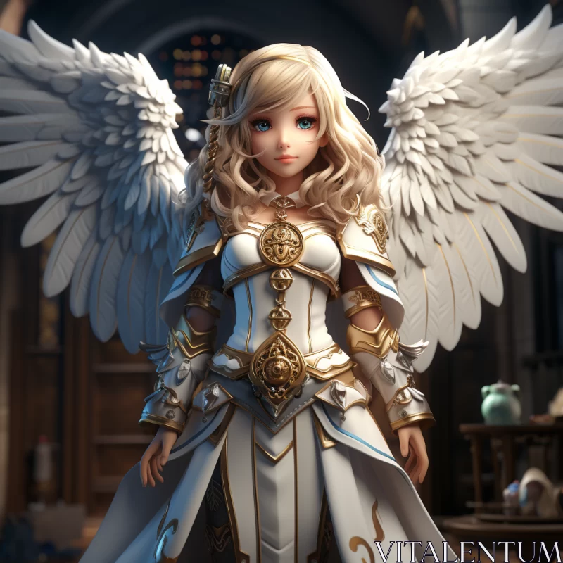 White Angel Character Art in Unreal Engine Style AI Image