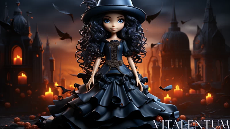 Enchanting Witch of the Woods - Halloween Artwork AI Image