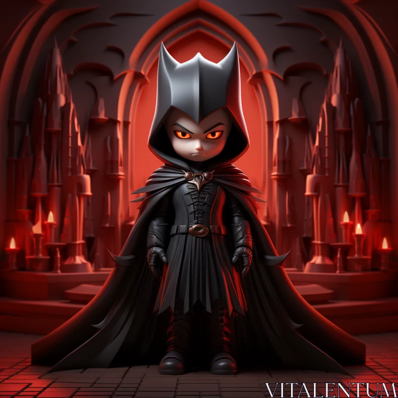 Gothic Character Design: Black Cat Persona in 3D AI Image