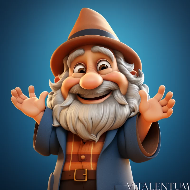 Charming Cartoon Wizard in Zbrush Style AI Image