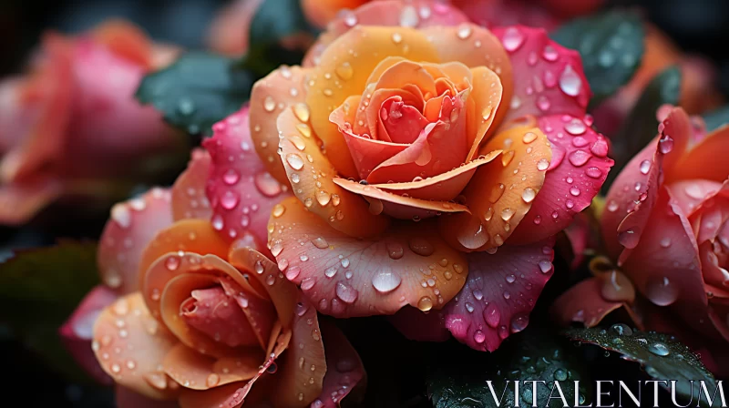 AI ART Exquisite Roses with Raindrops: A Display of Feminine Grace
