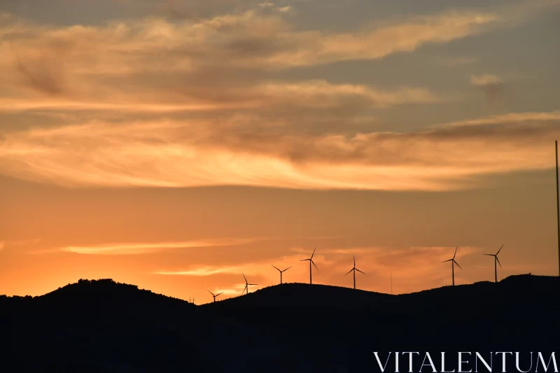 Wind Turbines at Sunset - Captured with Nikon D750 Free Stock Photo