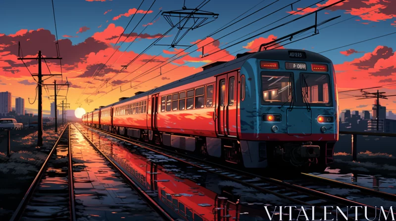 Anime Art Style Train Journey: Neo-Traditional Japanese Aesthetic
