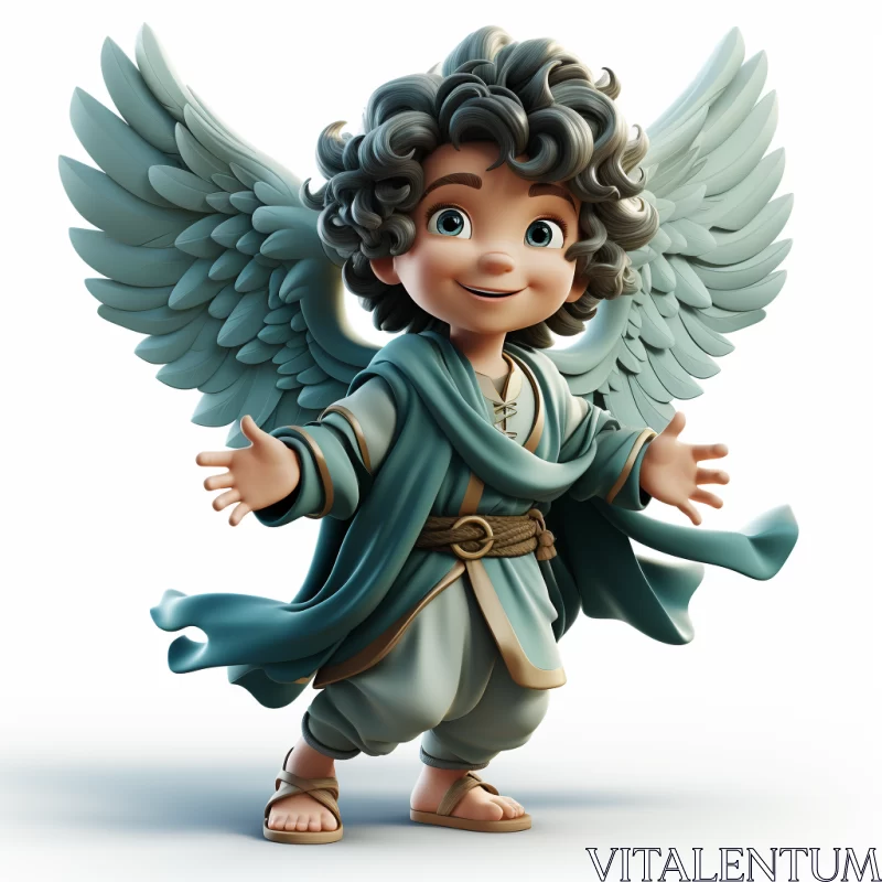 Cartoon-Rendered Angelic Boy - 3D Artwork AI Image