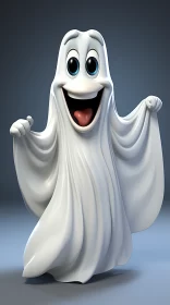 Smiling Cartoon Ghost - A Halloween Delight AI Image