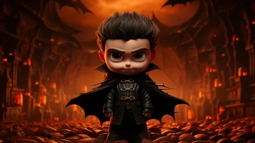 Gothic Superhero Art: Monochromatic Cartoon Vampire AI Image