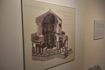 Majestic Drawing of a Building in a Museum
