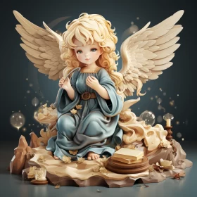 Angel Girl in Detailed 3D Illustration AI Image