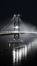 Misty Bay Bridge under Illuminated Lights - San Francisco Renaissance AI Image