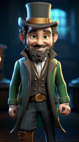 Charming Character in Top Hat and Coat - Animated Illustration AI Image