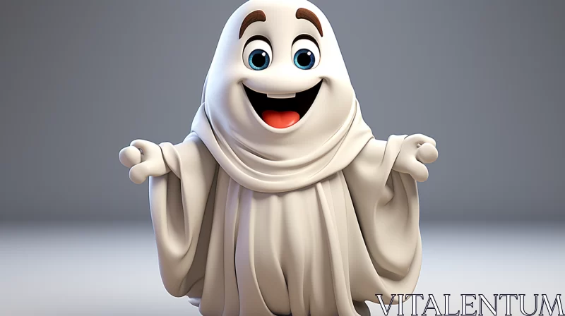 Whimsical 3D Animated Ghost Character on a Sled AI Image