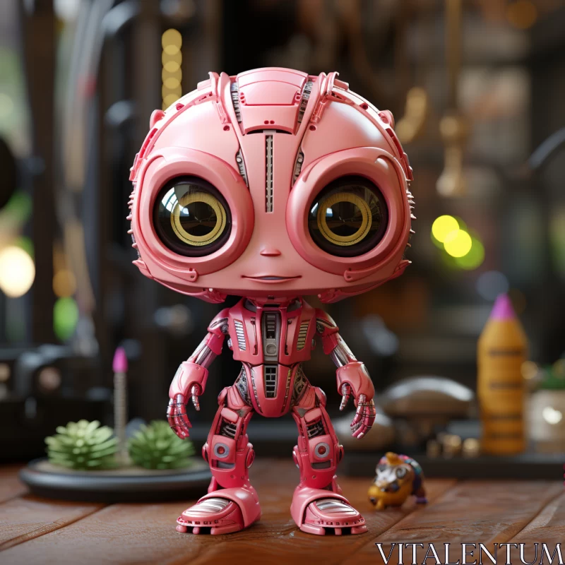 Pink Robot in Zbrush Style: A Berrypunk Inspired Artwork AI Image