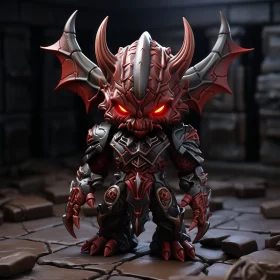 Small Red Devil Figurine in Celestialpunk and Dragoncore Style AI Image