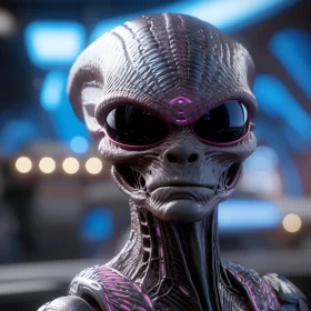 Alien Android Face: A 3D Rendered Masterpiece AI Image