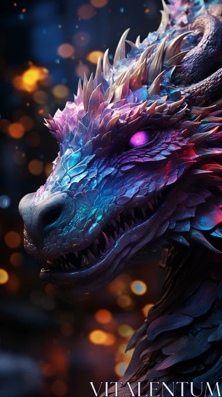 Fantasy Dragon Artwork - Light Blue and Magenta AI Image