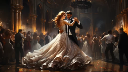 Romantic Wedding Dance Painting in Luxurious Style AI Image