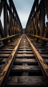 Atmospheric Perspective of a Rural Railroad Bridge AI Image