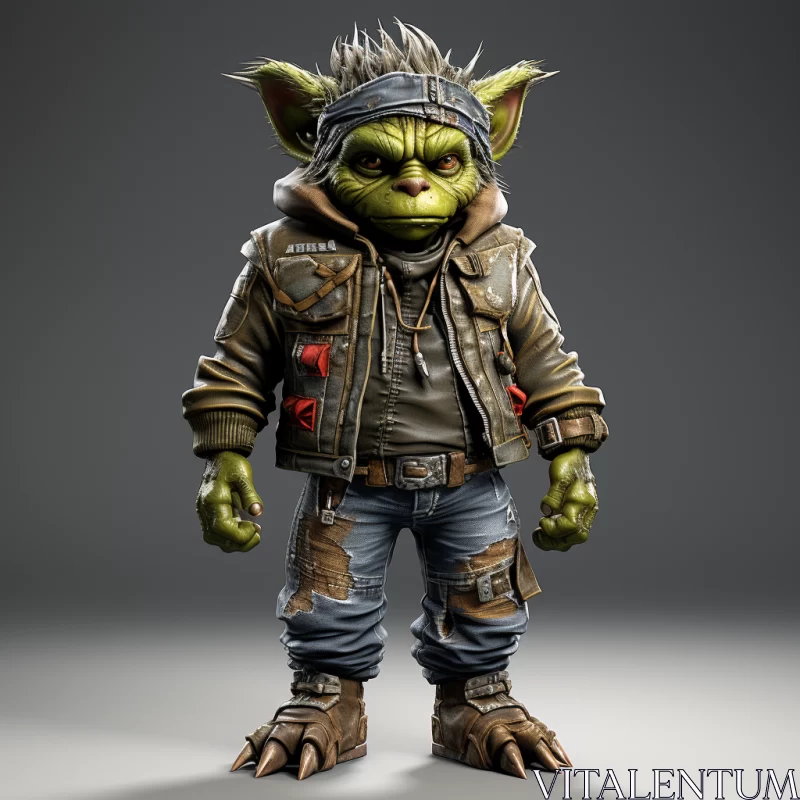 AI ART Star Wars Yoda in Toy-like Proportions with Punk Style
