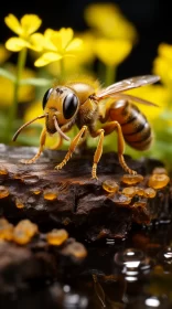 Amber Bee: A Study in Nature's Intricacy AI Image