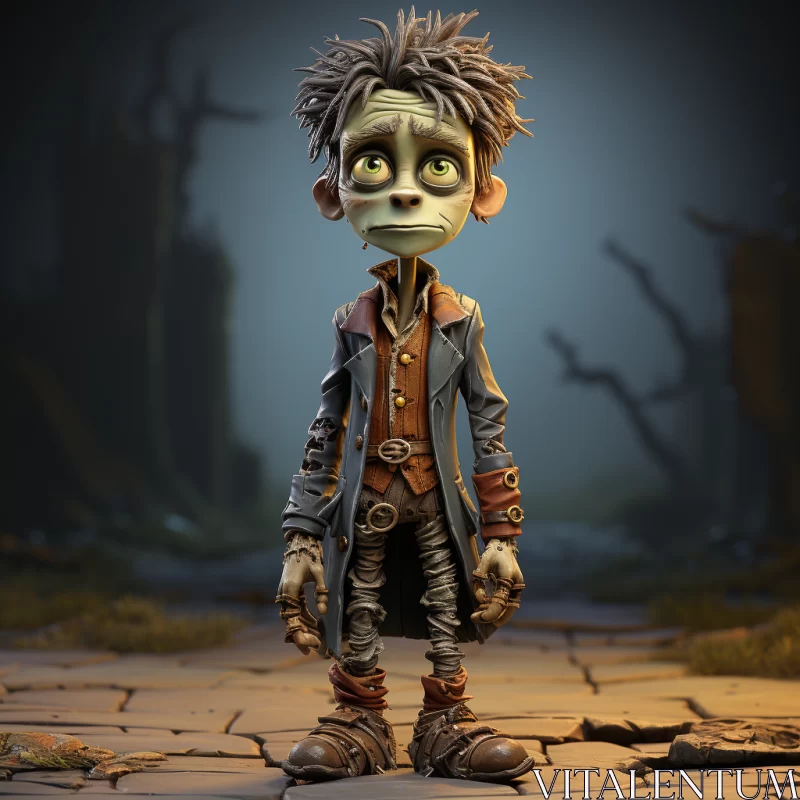 Macabre Whimsy: Full Body Animated Character in HDR Style AI Image