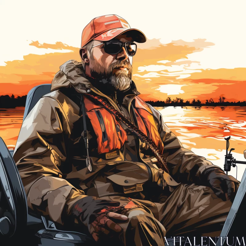 Old Man Fishing - A Scoutcore Poster Art Masterpiece AI Image