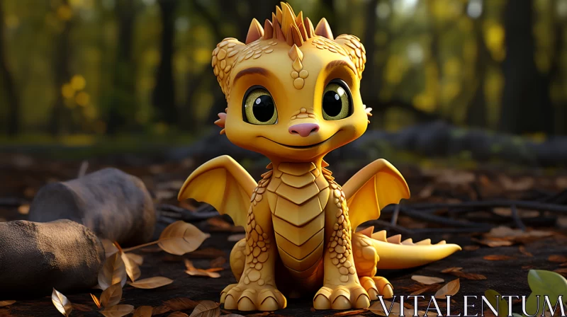 Charming Golden Dragon Figurine - Cartoon-Inspired Pop Art AI Image
