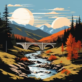 Scenic Forest Landscape and Mountainous Vistas Art Illustration AI Image