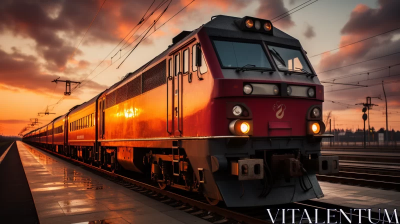 AI ART Verdadism Style Red Train at Sunset