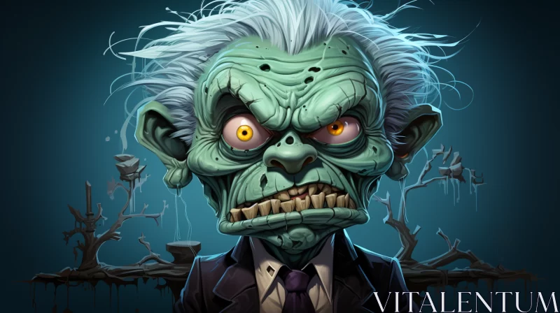 Animated Zombie Character in Dark Gray - Fantastical Vision AI Image