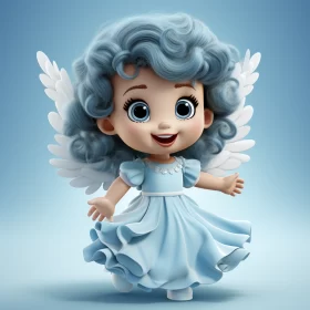 Charming 3D Cartoon Angel Girl with Elaborate Costumes AI Image