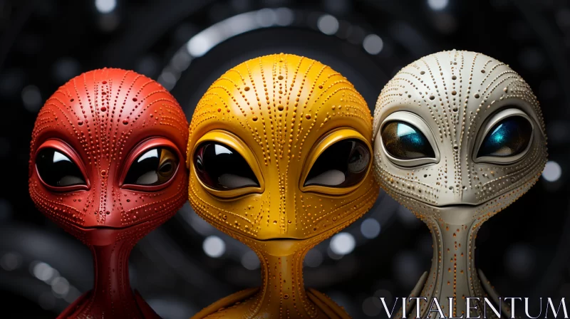 Photorealistic Depiction of Three Varied Aliens AI Image