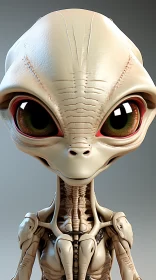 3D Rendered Alien with Detailed Anatomy and Intense Gaze AI Image