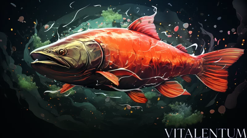 Fish Illustration in Bold Colors and Heavy Brushstrokes AI Image