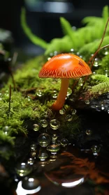 Mystical Waterfall Mushroom in National Geographic Style AI Image