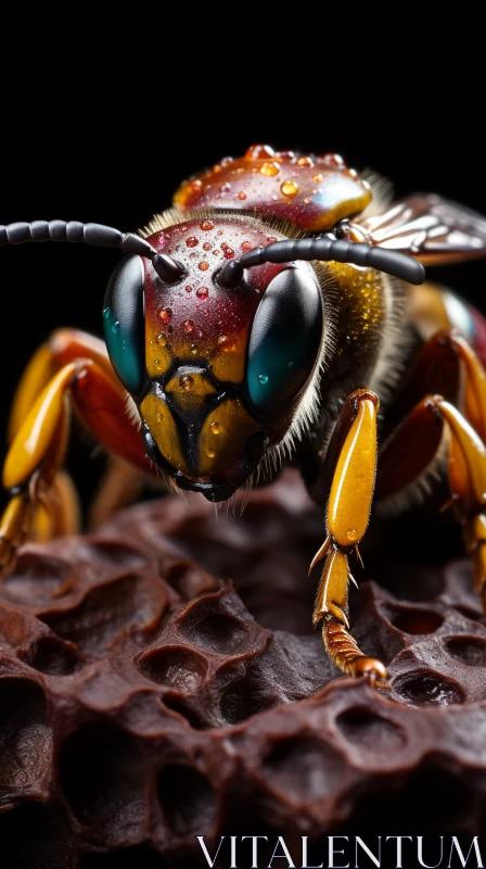 Intricate Portrait of Wasp on Chocolate: A Study in Contrast AI Image