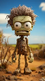 Sci-Fi Cartoon Zombie Crafted from Vines AI Image
