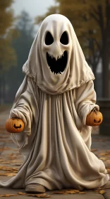 Halloween Ghost Character in Photorealistic Detail AI Image