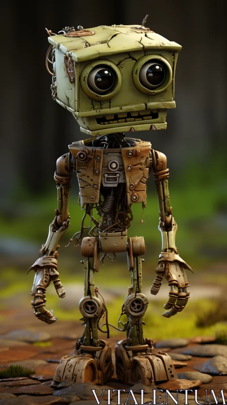 Forestpunk Styled Robots: A Journey through Mechanical Realism AI Image