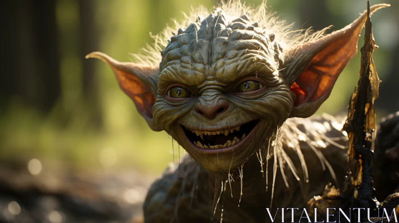 Joyful Troll Character Amidst Woodland: A Detailed Close-up AI Image
