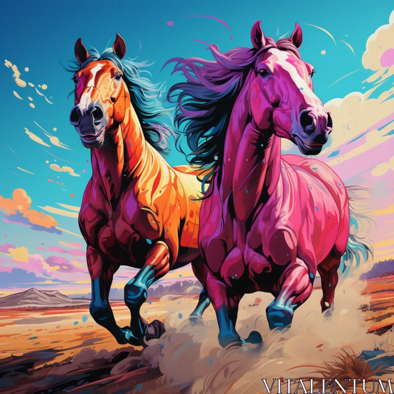 Fauvist Inspired Horse Illustration in Desert Setting AI Image